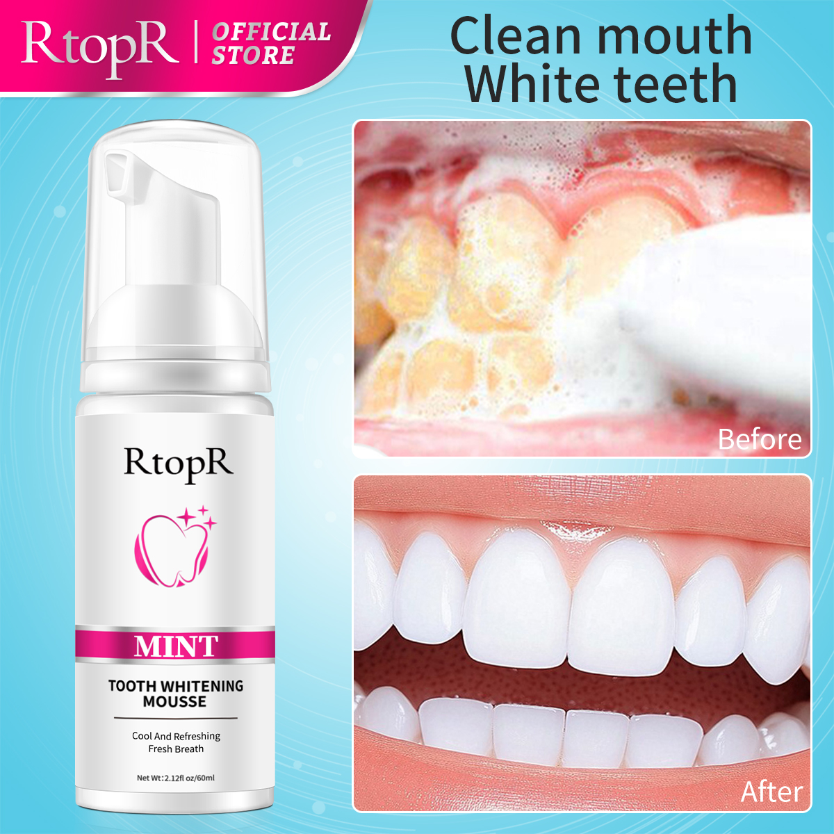 RtopR Mint Whitening Teeth Mou – Teeth Whitening Xylitol recenzja i cena