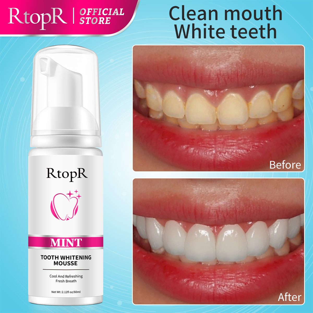 RtopR Mint Whitening Teeth Mou – Teeth Whitening Xylitol recenzja i cena